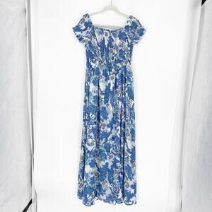 ee:some Short Sleeve Ruched Floral Maxi Dress Size Medium